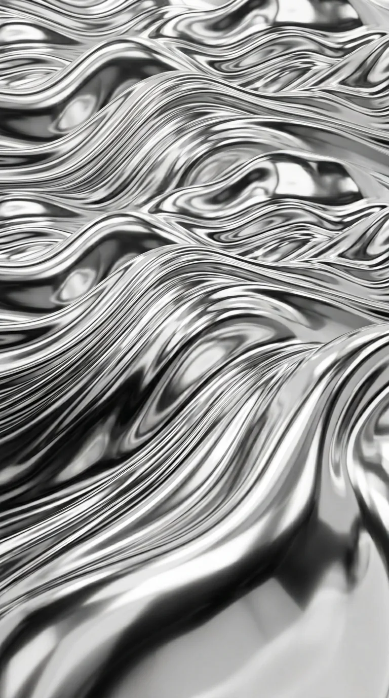 Abstract Waves of Molten Chrome and Liquid Silver - Free 4K mobile Wallpaper