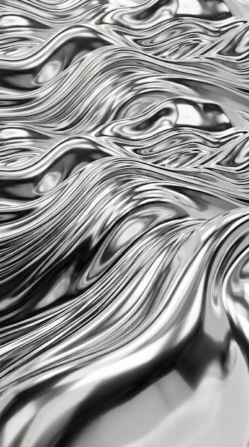 Abstract Waves of Molten Chrome and Liquid Silver - Free mobile Wallpaper