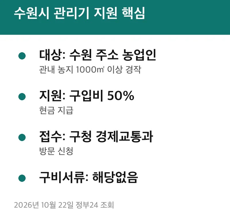 수원시 관리기 지원 핵심