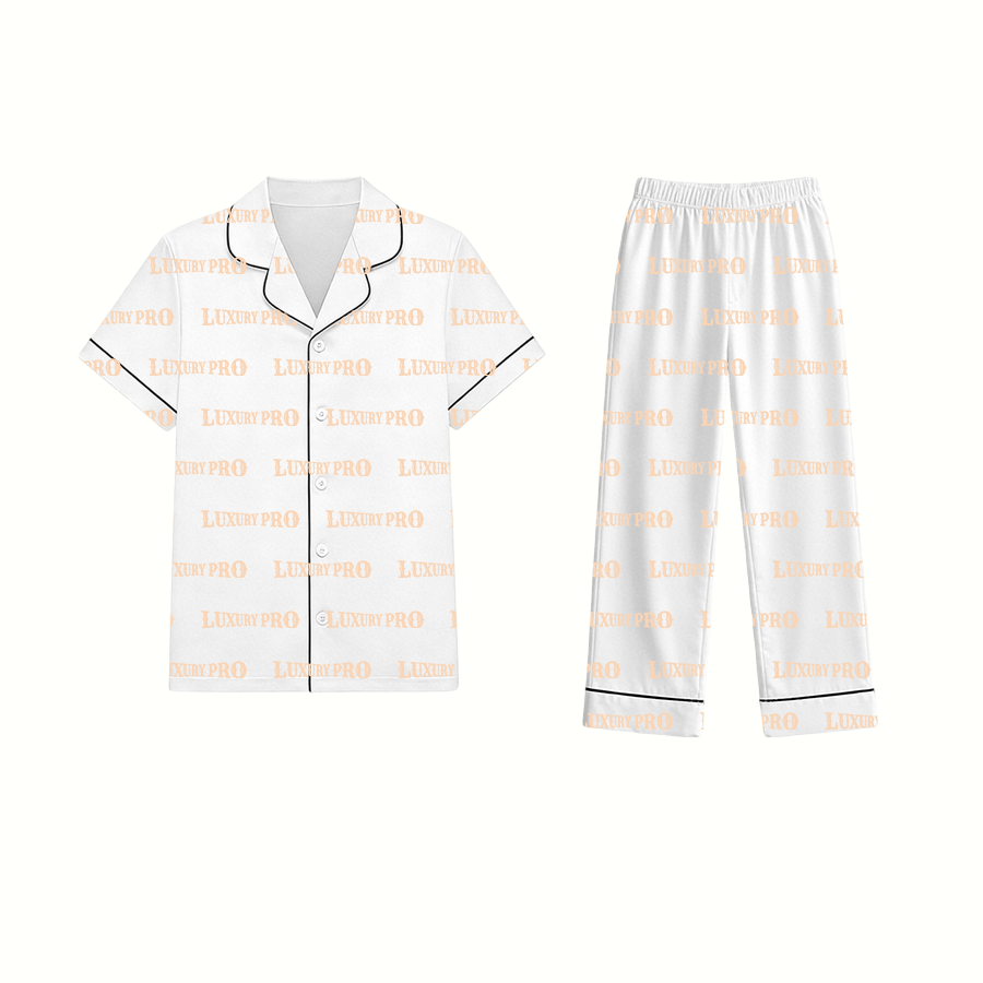 AOP Binding Universal Adult Short Sleeve Shirt & Long Pants Pajama Set