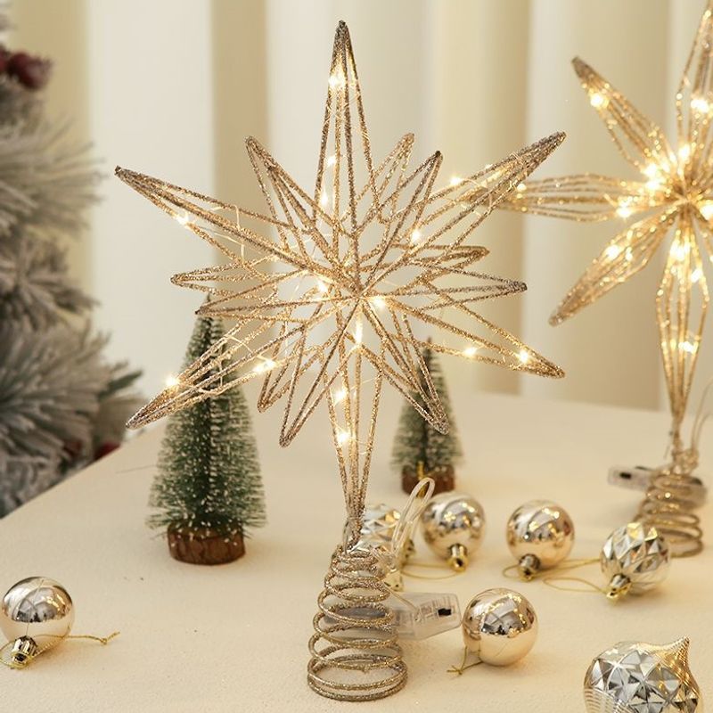 Beleuchteter Weihnachtsbaum-Spitzenstern aus Eisen