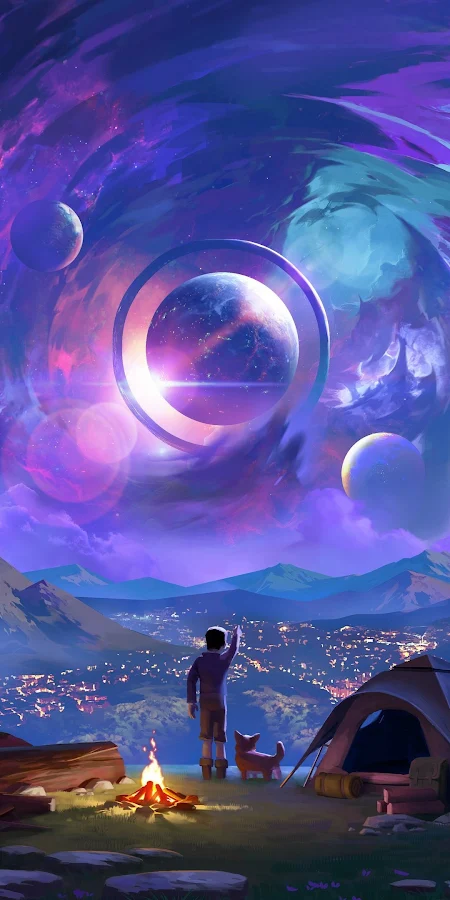 Artwork, Fantasy Art, Sky, Planet, Galaxy 4K Phone Wallpaper
