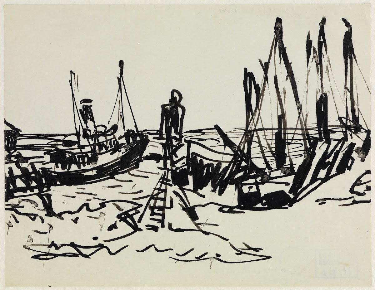 Küstendampfer und ankernde Boote Fehmarn 1908