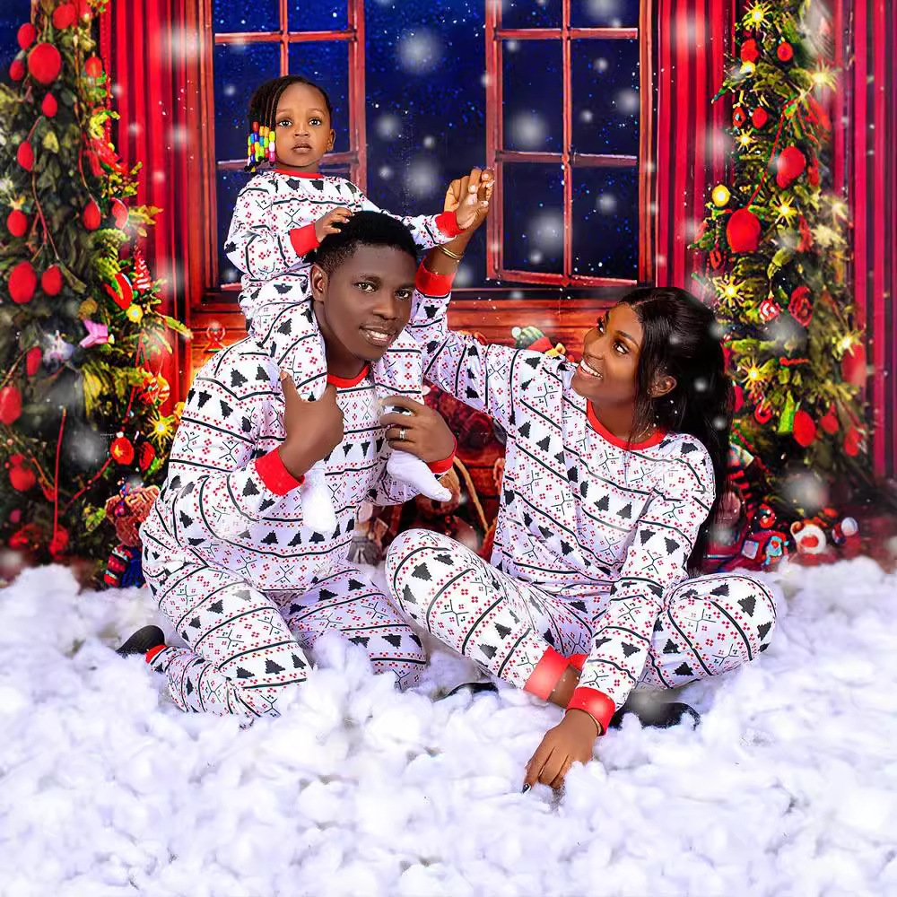 Christmas Pajama Set with Striped Pattern