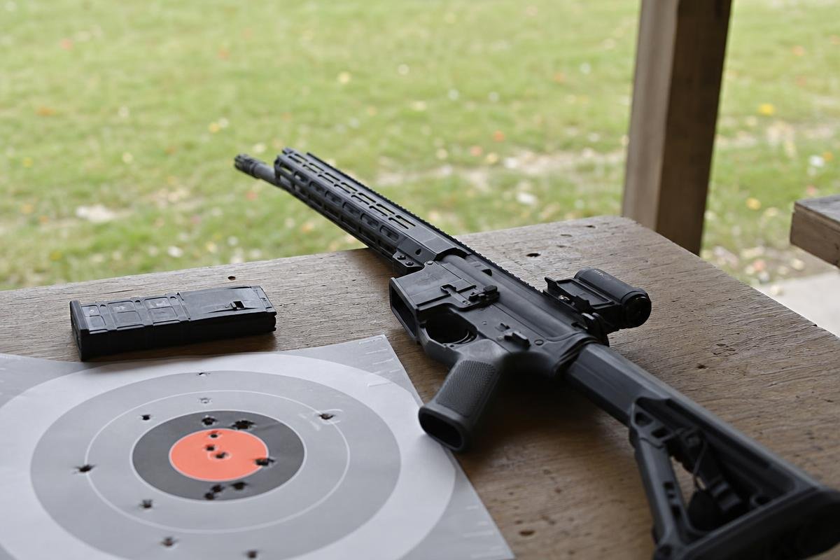 Denison shooter setting an AR-15 50 yard zero