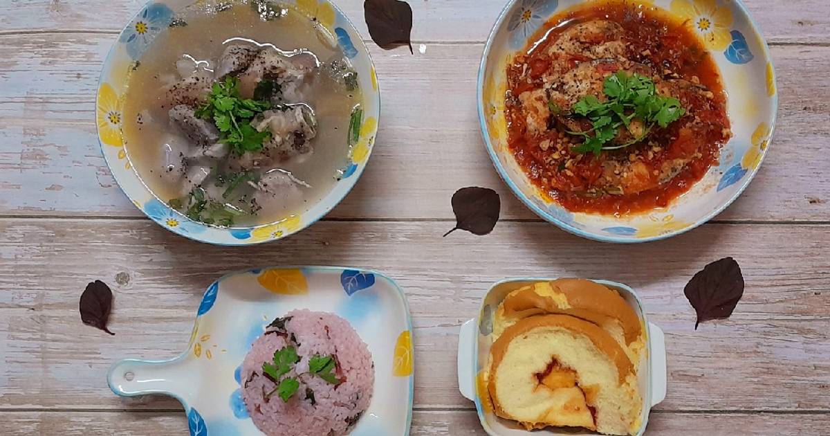 Cơm rang rau dền đỏ và các món dùng kèm