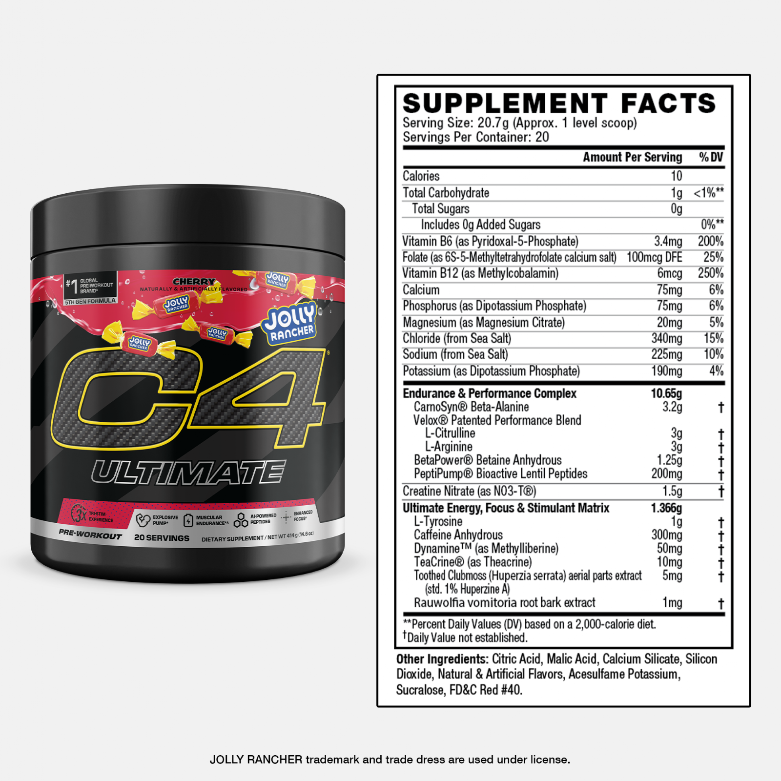 C4 Ultimate Pre-Workout — Cherry JOLLY RANCHER, 20 Servings
