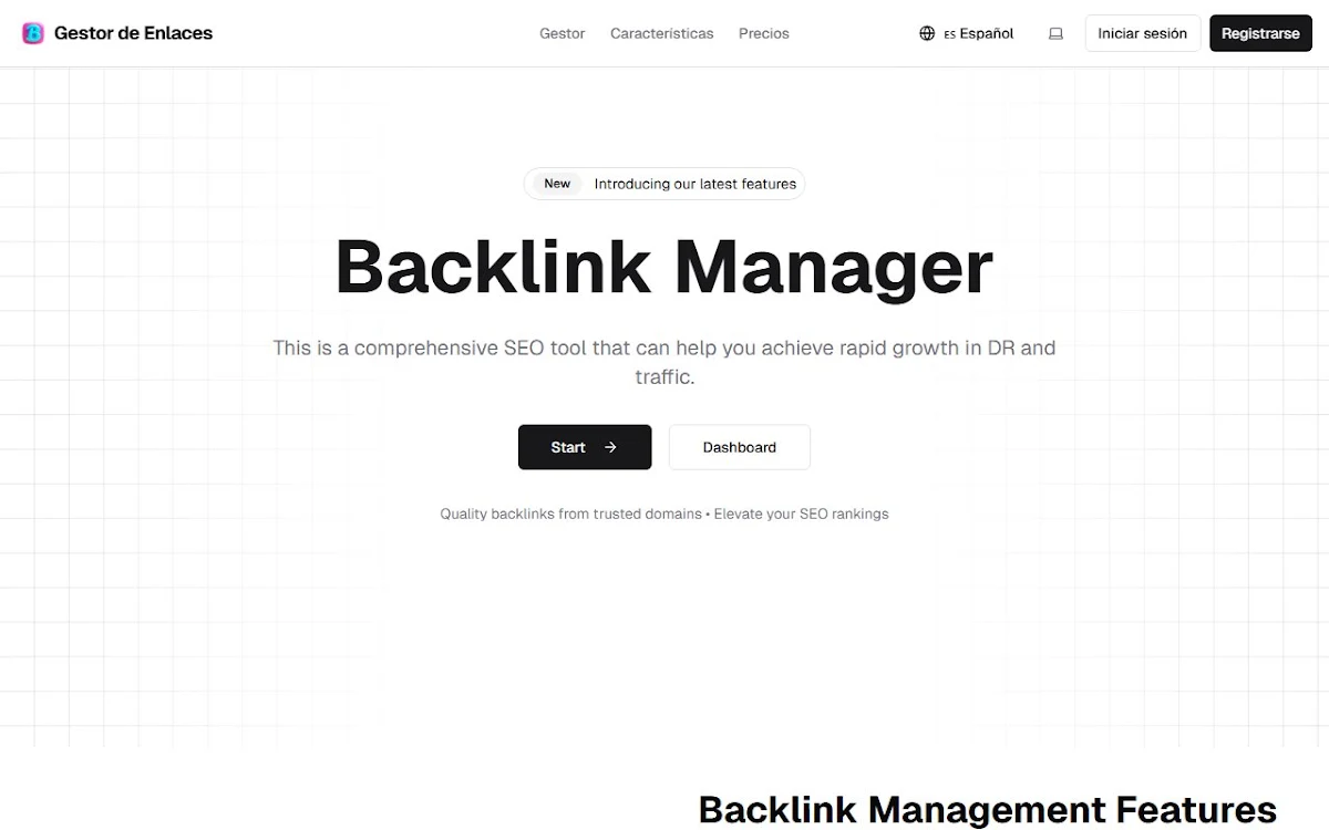 Captura de Backlink Manager