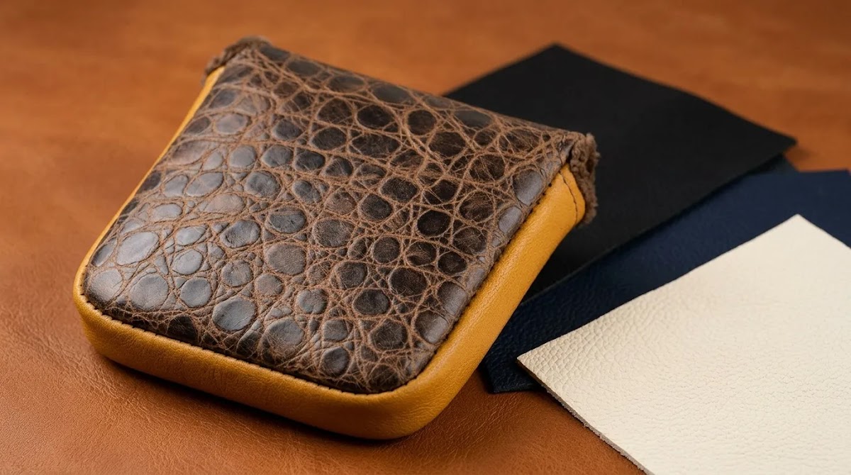 Personalized putter cover material and color selection with textured leather craftsmanship