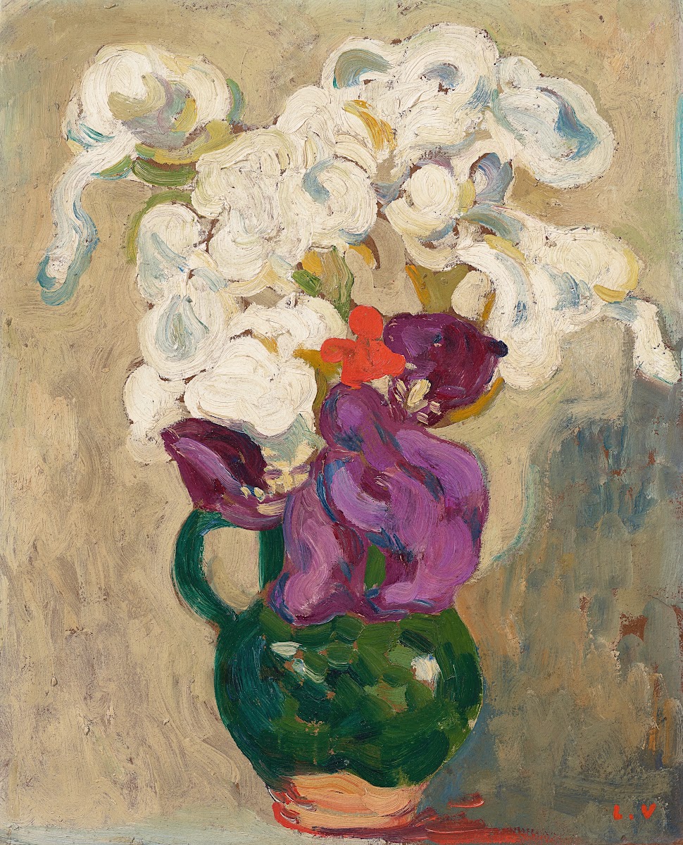 Bouquet diris au pichet vert circa 1905