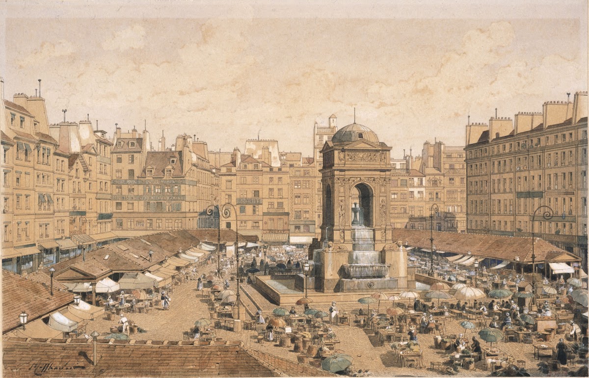 Le Marché et la fontaine des Innocents en 1855 1915 1945