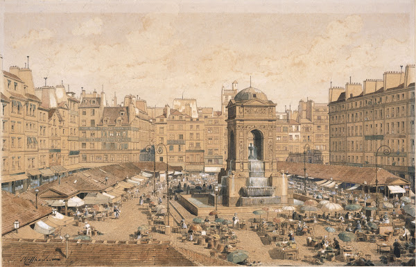 Le Marché et la fontaine des Innocents en 1855 1915 1945