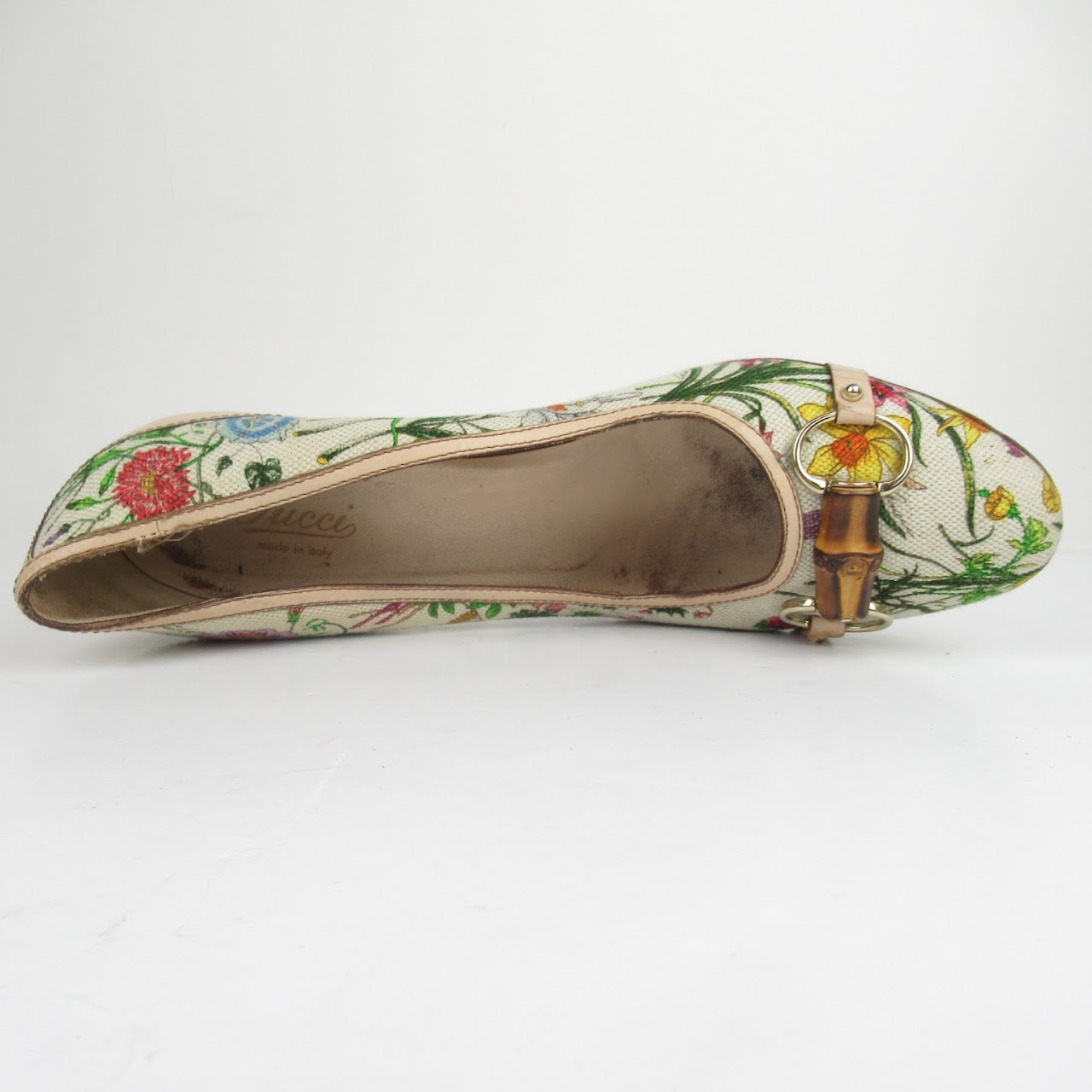 Gucci Canvas Floral Horsebit Pumps