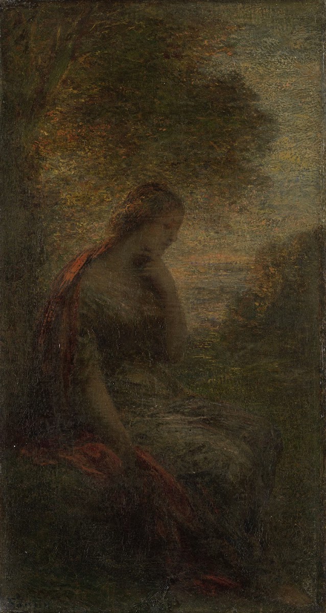 Young Woman under a Tree at Sunset called Autumn 1855   1900