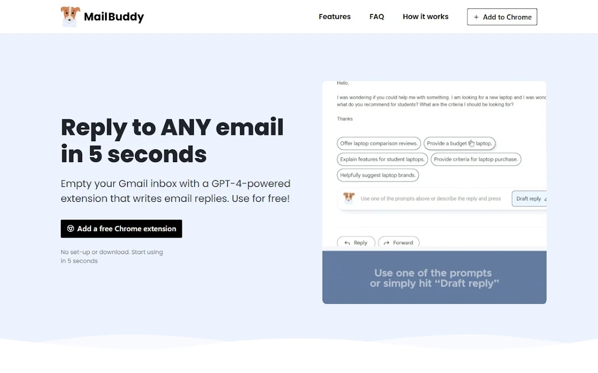 Captura de MailBuddy - ChatGPT AI Email Assistant