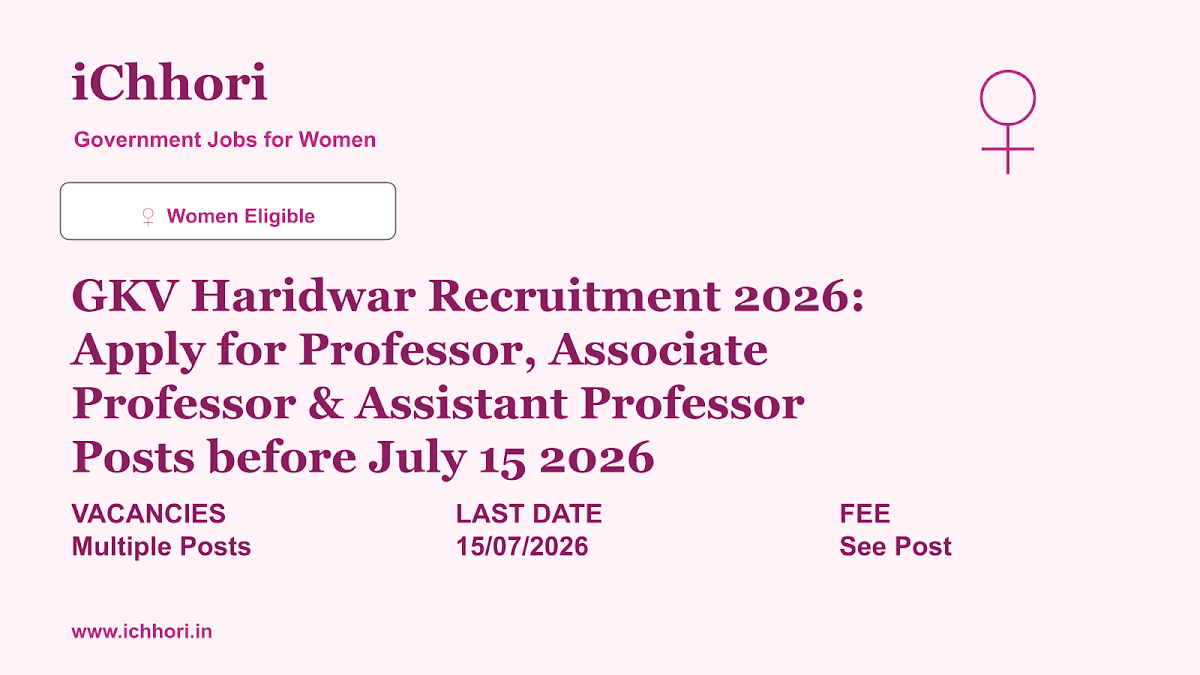 GKV Haridwar Recruitment 2026: Apply for Professor, Associate Professor & Assistant Professor Posts before July 15 2026 - iChhori