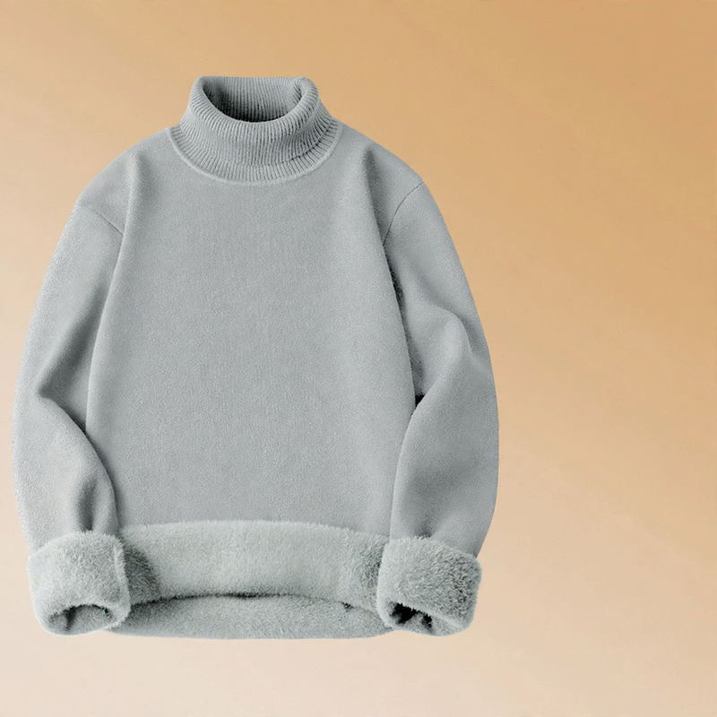 Men's Wool Modal Sweater, lined, stand-up collar, 650g