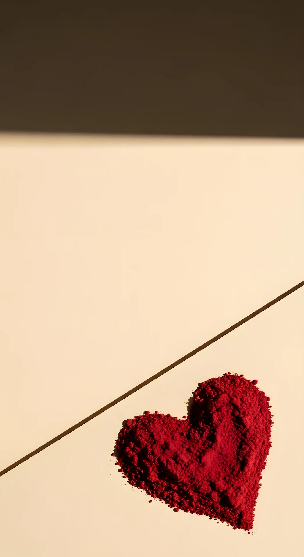 Minimalist Red Powder Heart Diagonal Line Conceptual - Free 4K mobile Wallpaper