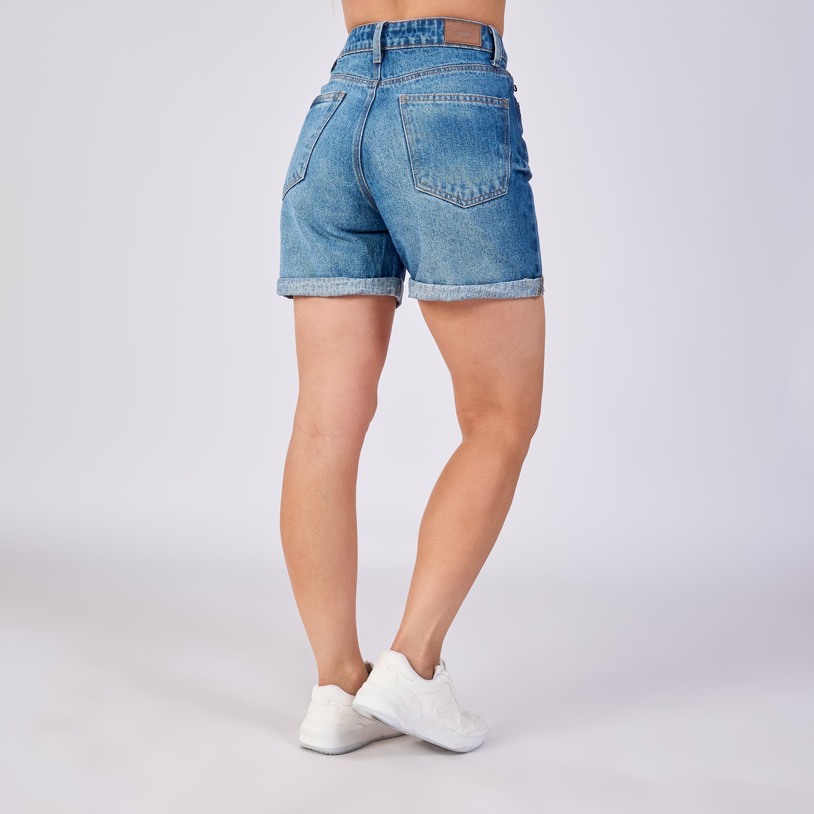 Short largo rígido en denim azul medio - Vista 4