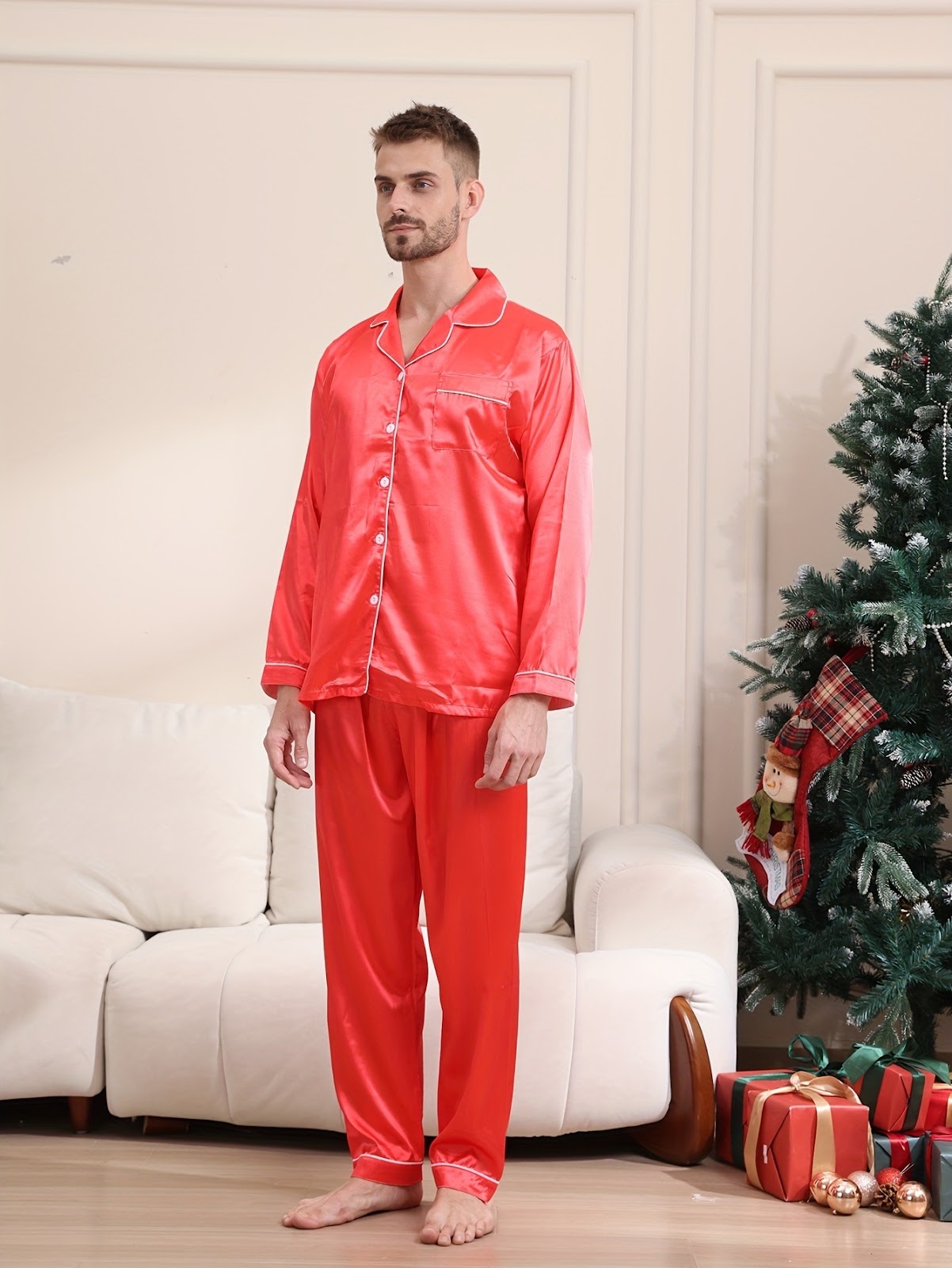 Exquisites Herren-Schlafanzug-Set, langärmelig