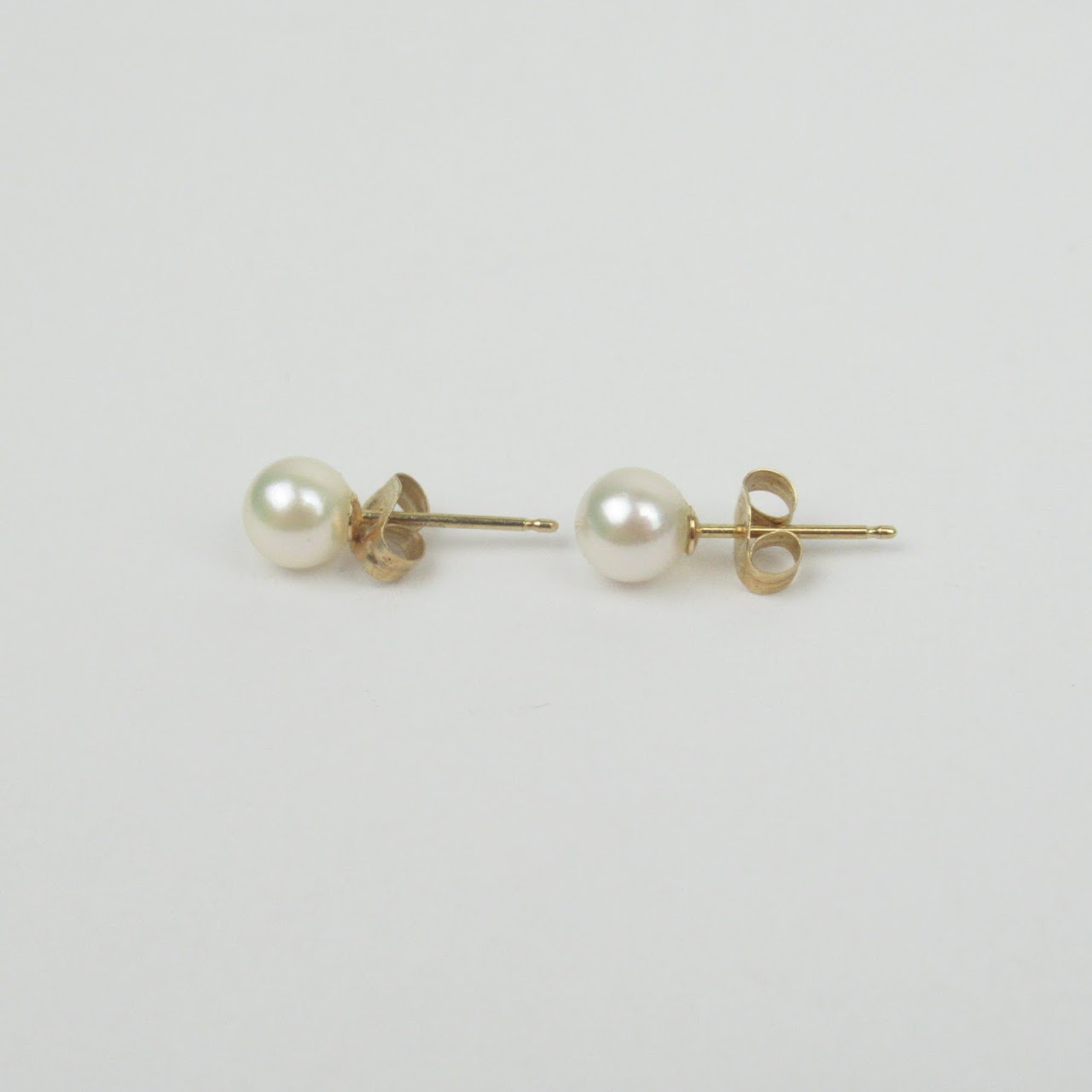 14K Gold and Pearl Stud Earrings