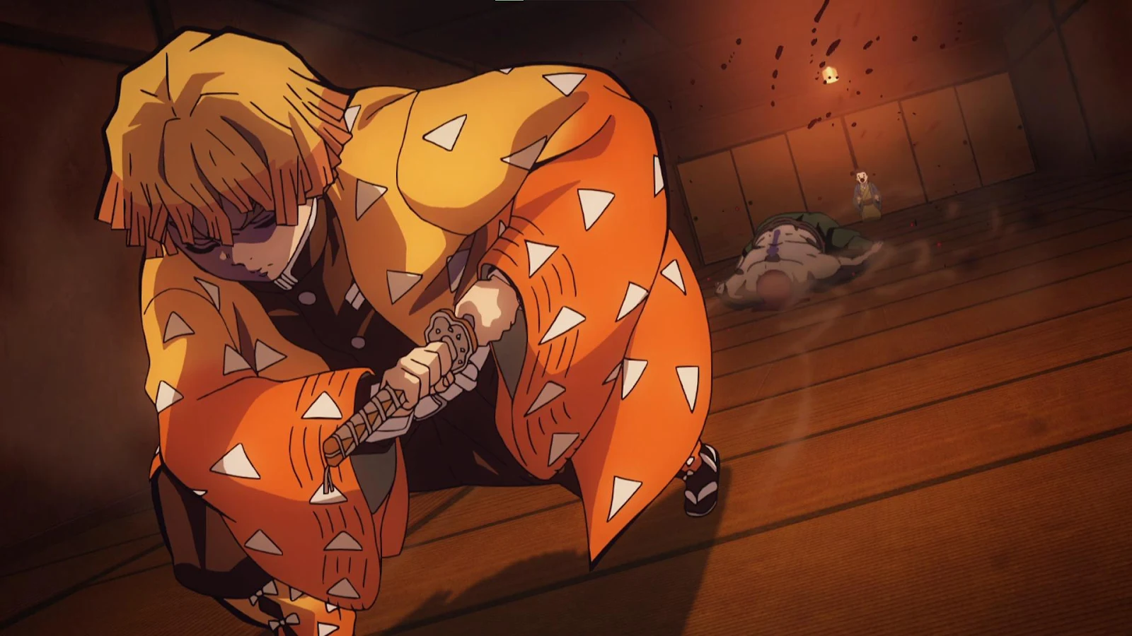 Zenitsu Agatsuma Post Fight Scene - Modern Anime Style Full HD Wallpaper (1920x1080)