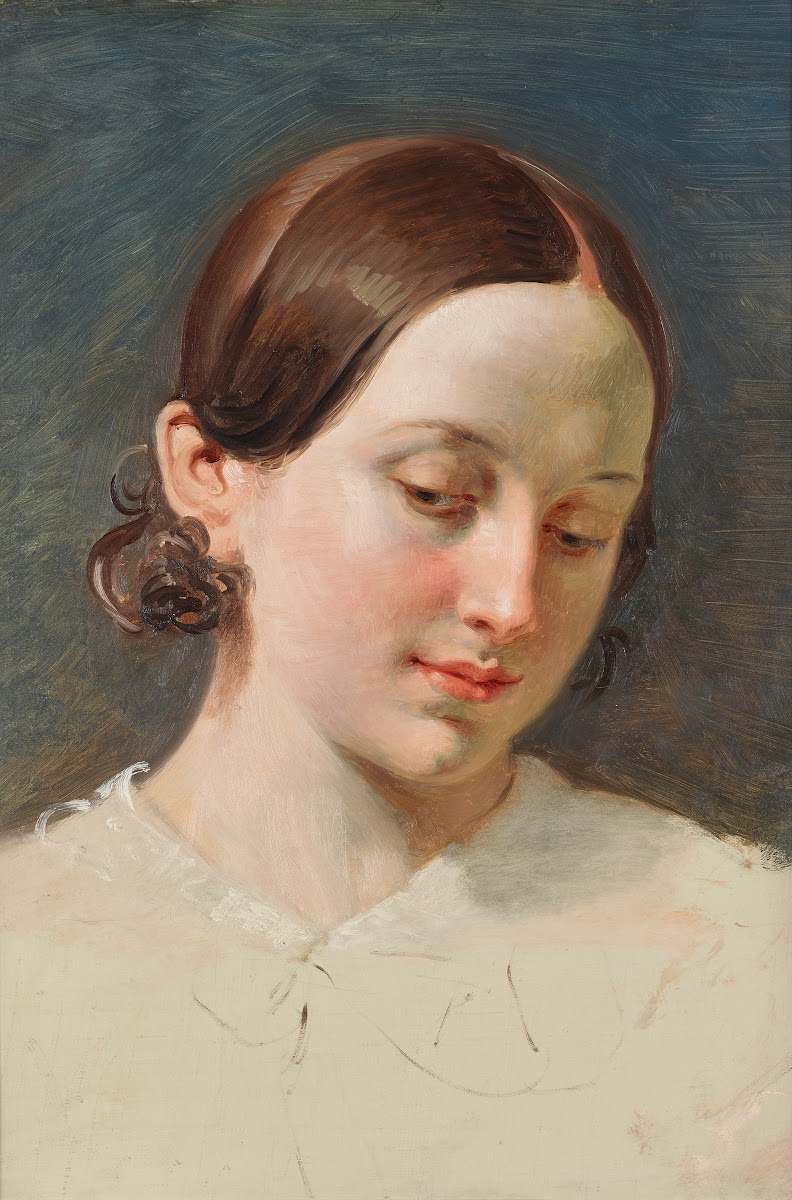 Kopf eines Mädchens mit braunem Haar Studie zu Rüdiger und Angelica 1842