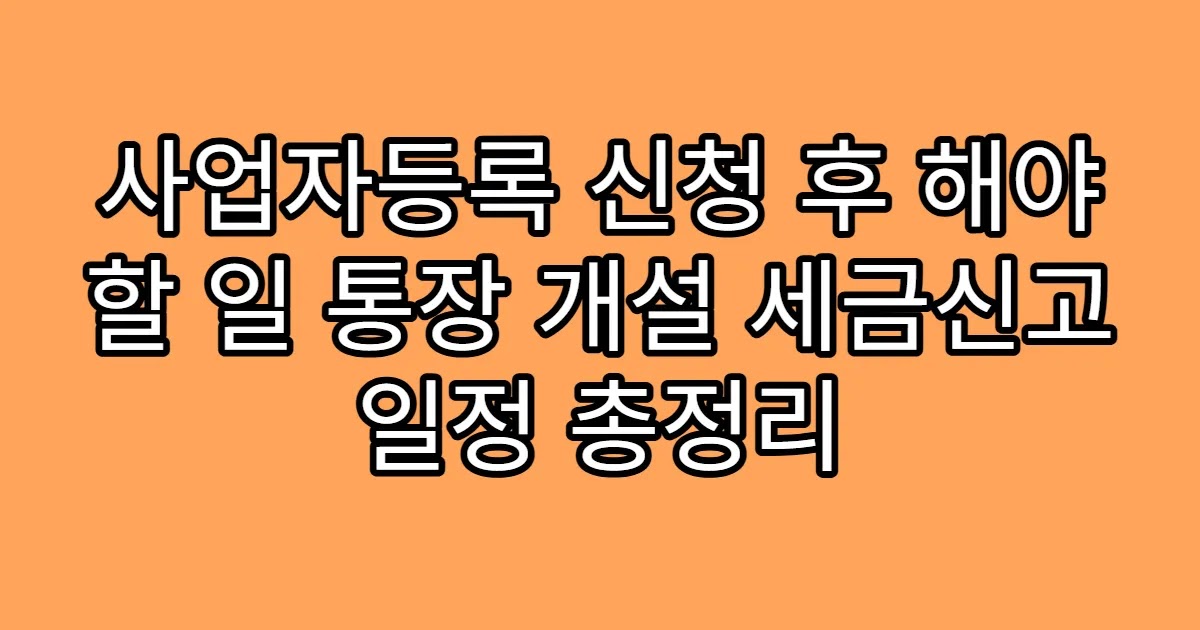 사업자등록 신청 후 해야 할 일 통장 개설 세금신고 일정 총정리