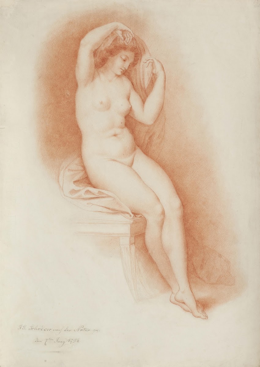 Weiblicher Akt auf einem Stuhl sitzend 1796