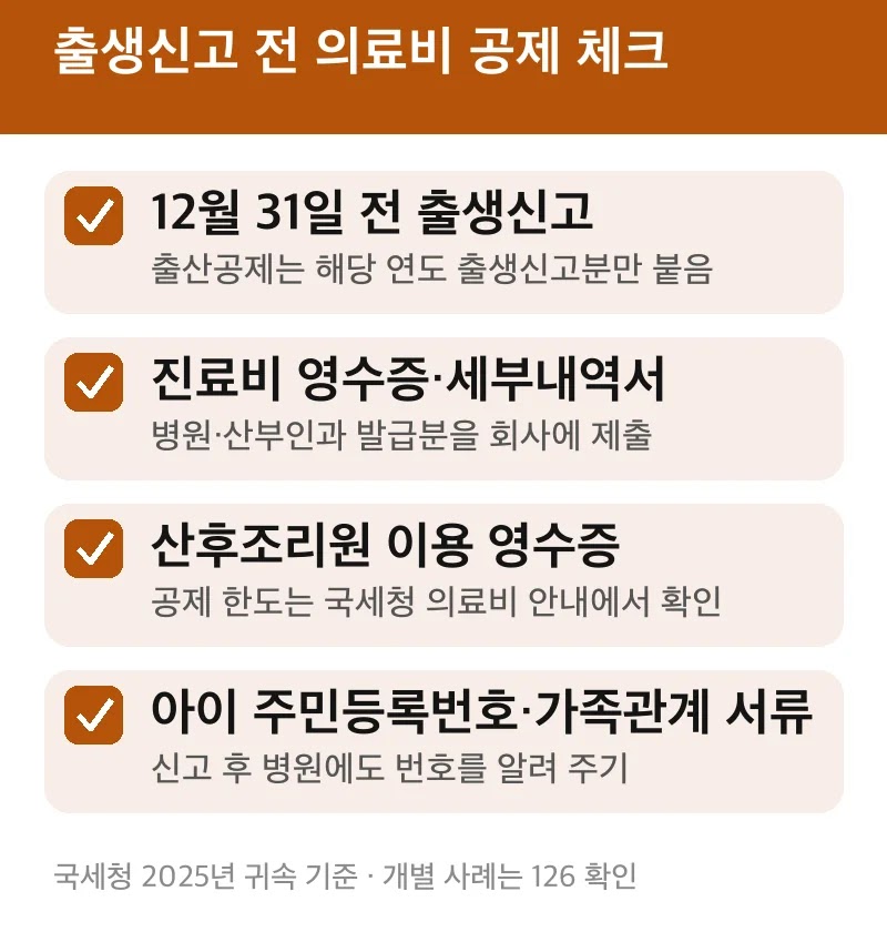 출생신고 전 의료비 공제 체크