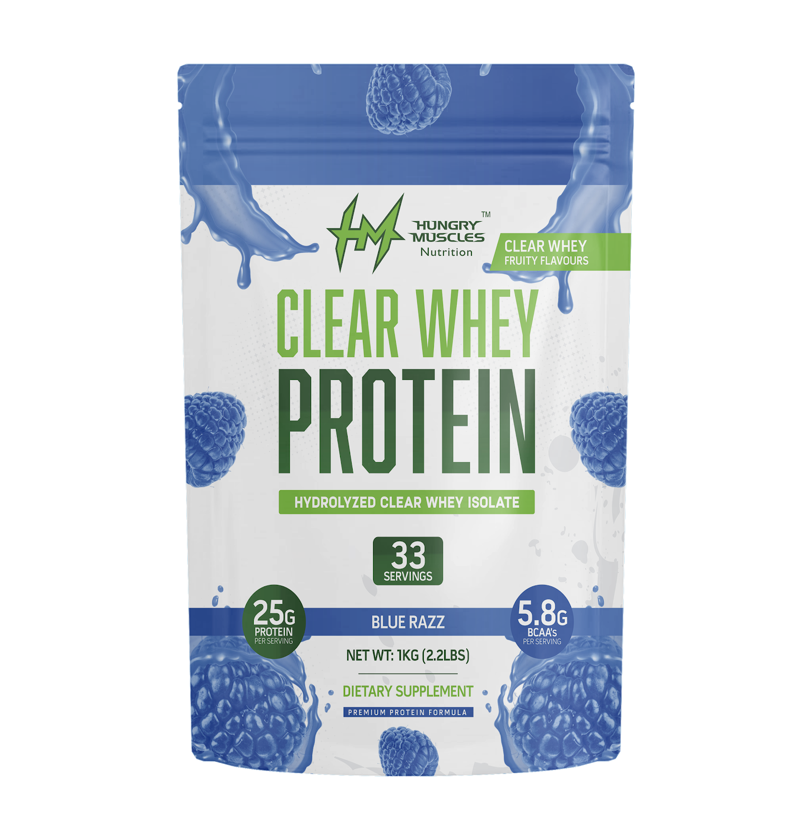 Hungry Muscles Clear Whey — Blue Razz, 1 KG