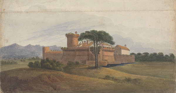 Castle of Ostia with Mountains in the Distance 1818