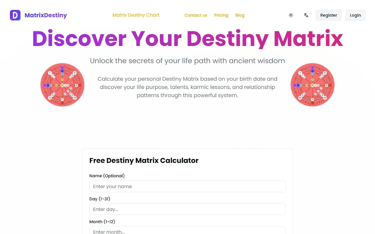 Captura de Destiny Matrix Chart Calculator