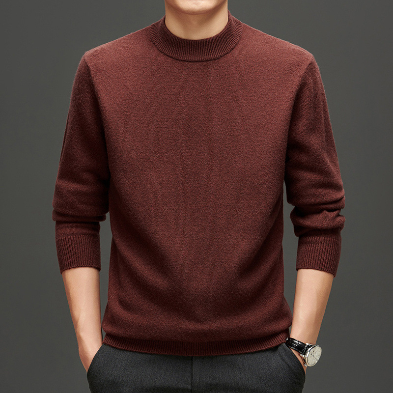 Men's Cashmere Sweater with Stand-Up Collar, 400g