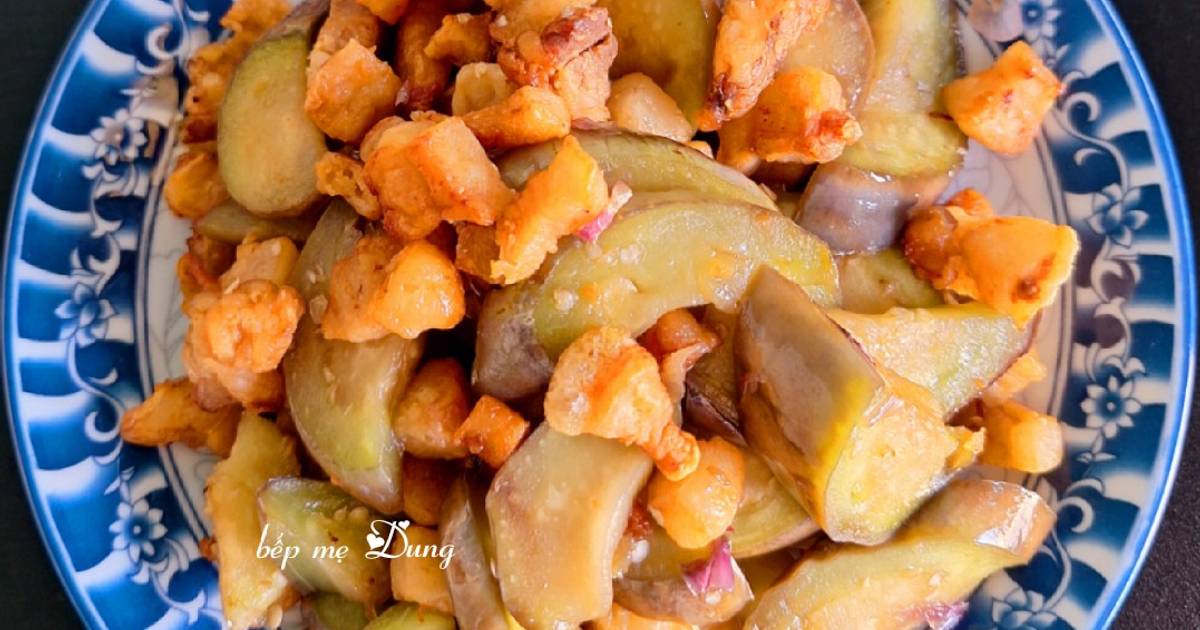 Cà tím xào tóp mỡ