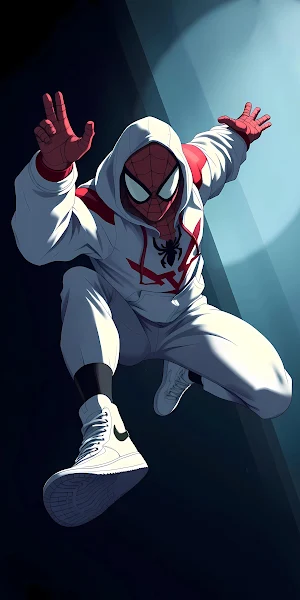 Spider-Man, Miles Morales, Hoodie, Sneakers 2K iPhone Wallpaper Background