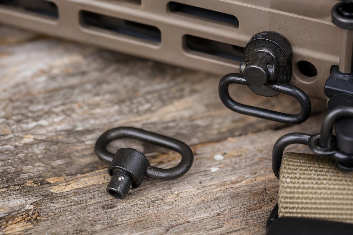 AR-15 sling attachments with QD cups, swivels, and sling slots