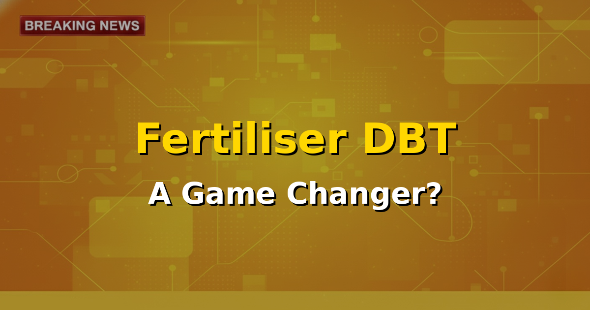 An illustration of a farmer receiving digital payments on a mobile device, symbolizing Direct Benefit Transfer for fertiliser subsidies.