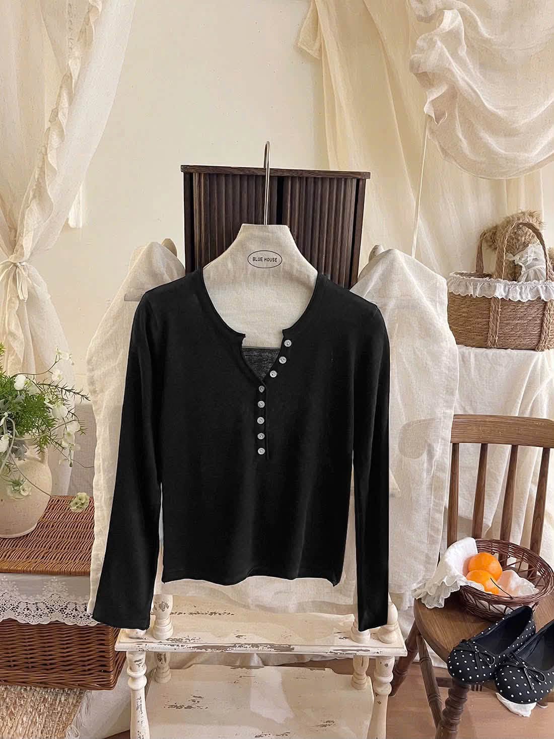 Áo len dài tay cổ V nút trơn XONXEN SHOP 6802 – Image 2