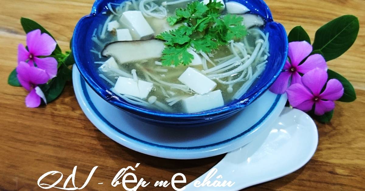 Súp nấm đậu hũ chay