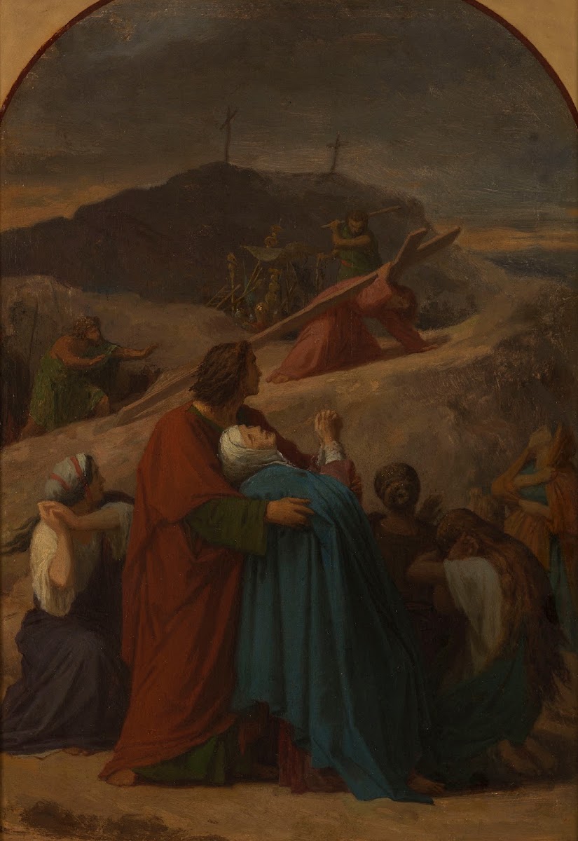 Jésus portant sa croix La Vierge sur le chemin du Calvaire 1856