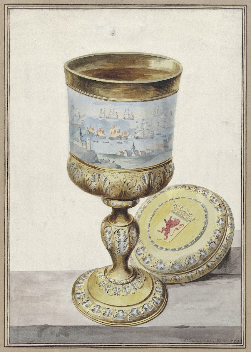 Golden cup with lid