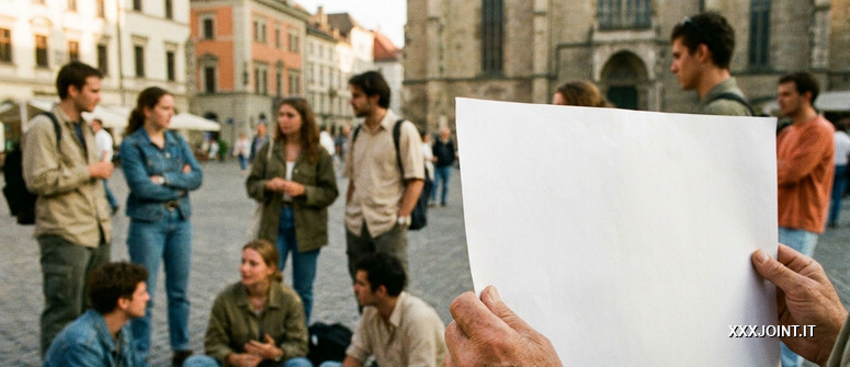 Tablet per firma digitale e materiali informativi che rappresentano la mobilitazione pubblica sul referendum cannabis.