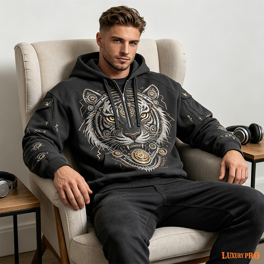 AOP 3D Half zip hoodie without ribbon