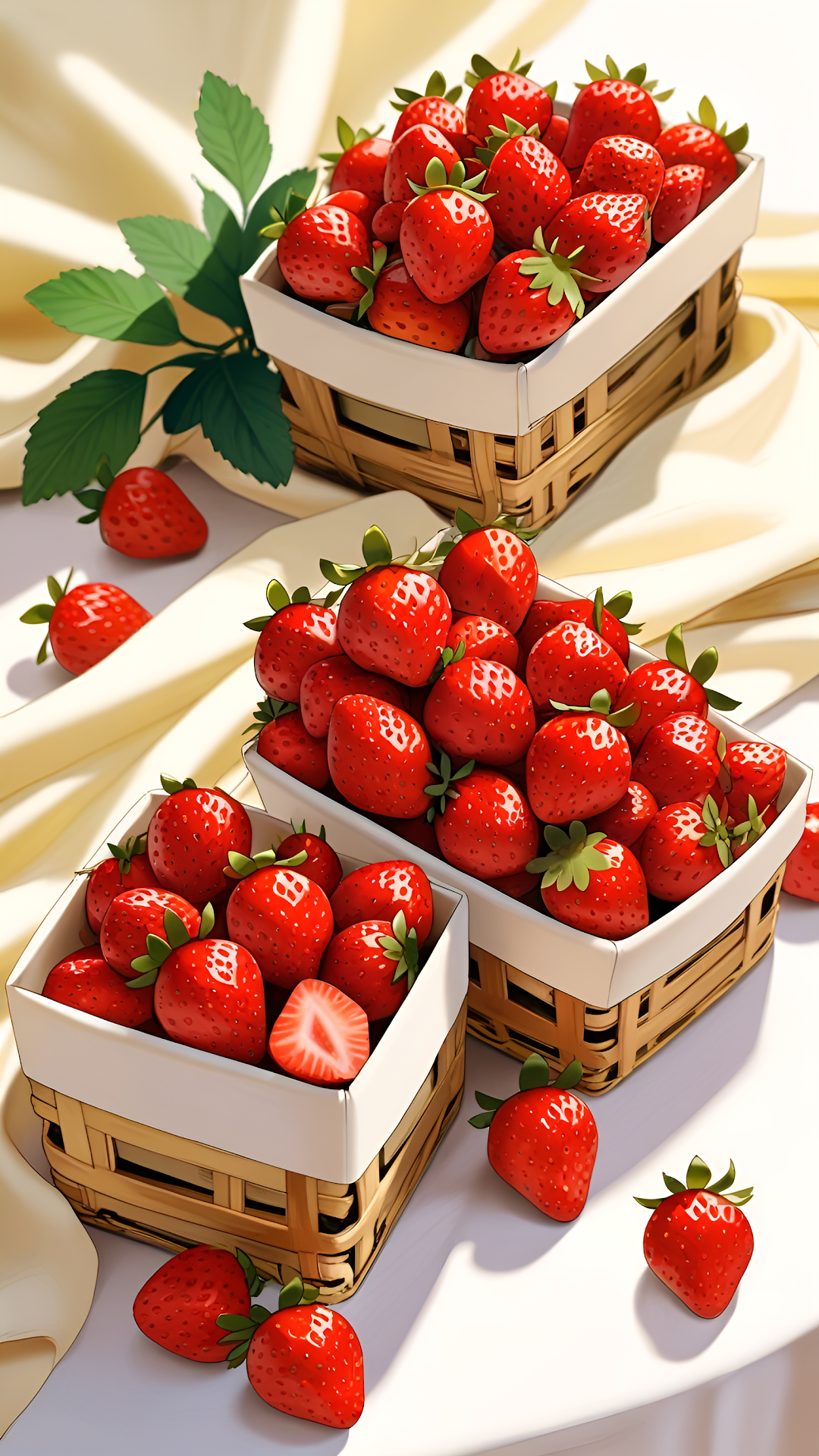 Fresh Red Strawberries Baskets Still Life Vibrant Fruit - Free 4K mobile Wallpaper