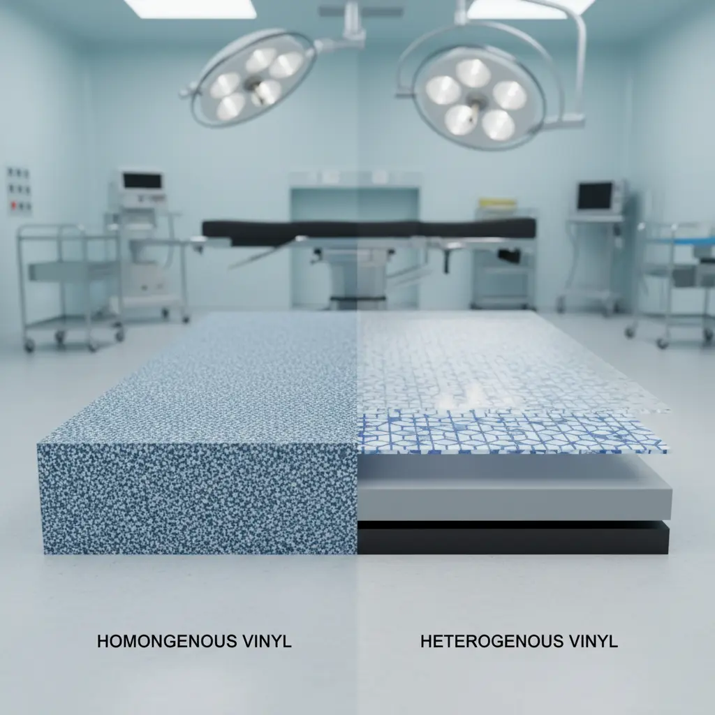 Perbandingan vinyl homogeneous vs heterogeneous untuk ruang operasi