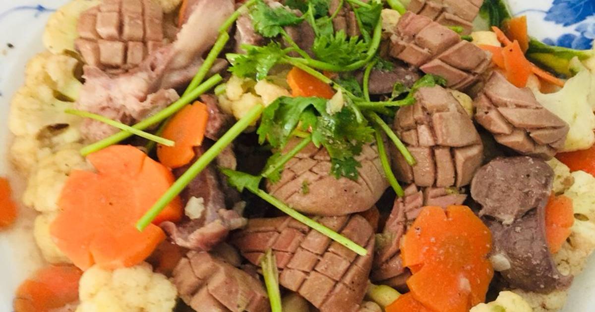 Bông cải xào cật,tim heo