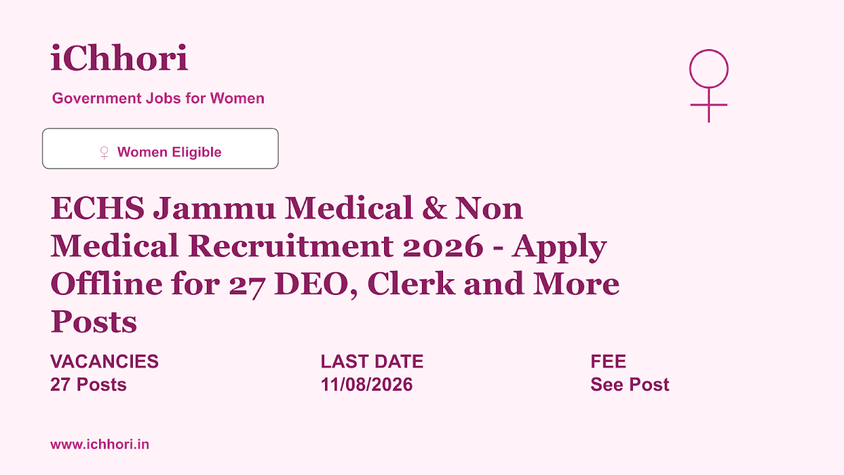 ECHS Jammu Medical & Non Medical Recruitment 2026 - Apply Offline for 27 DEO, Clerk and More Posts - iChhori