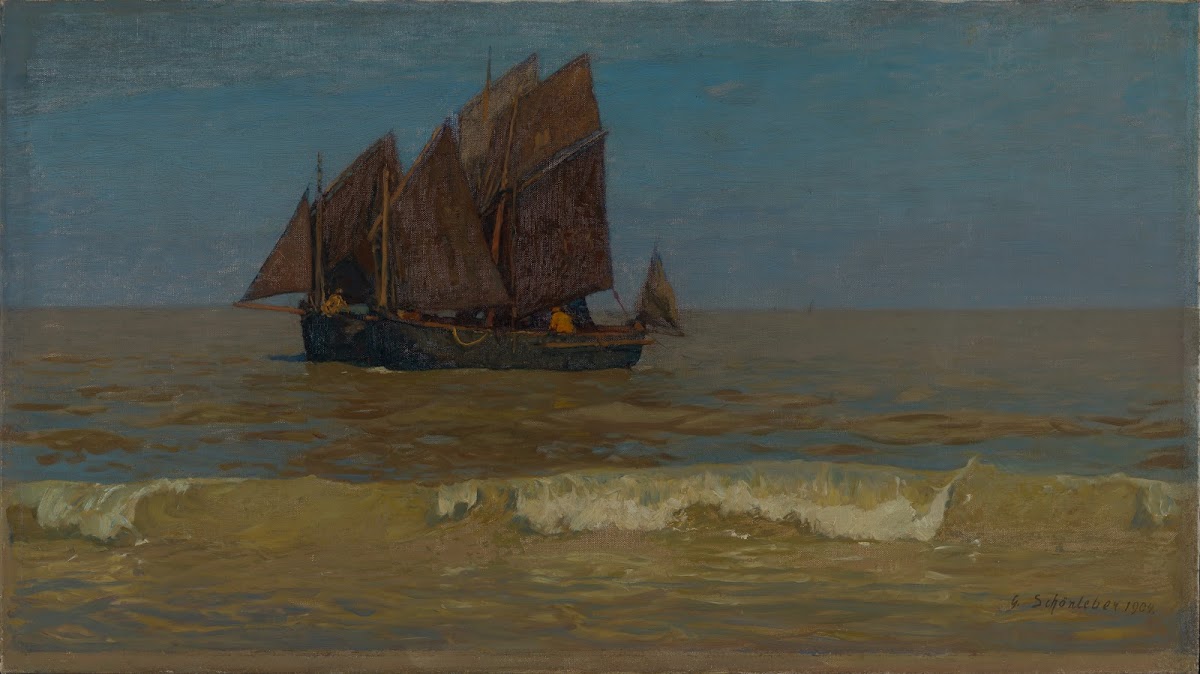 Fischerboote bei La Panne 1904
