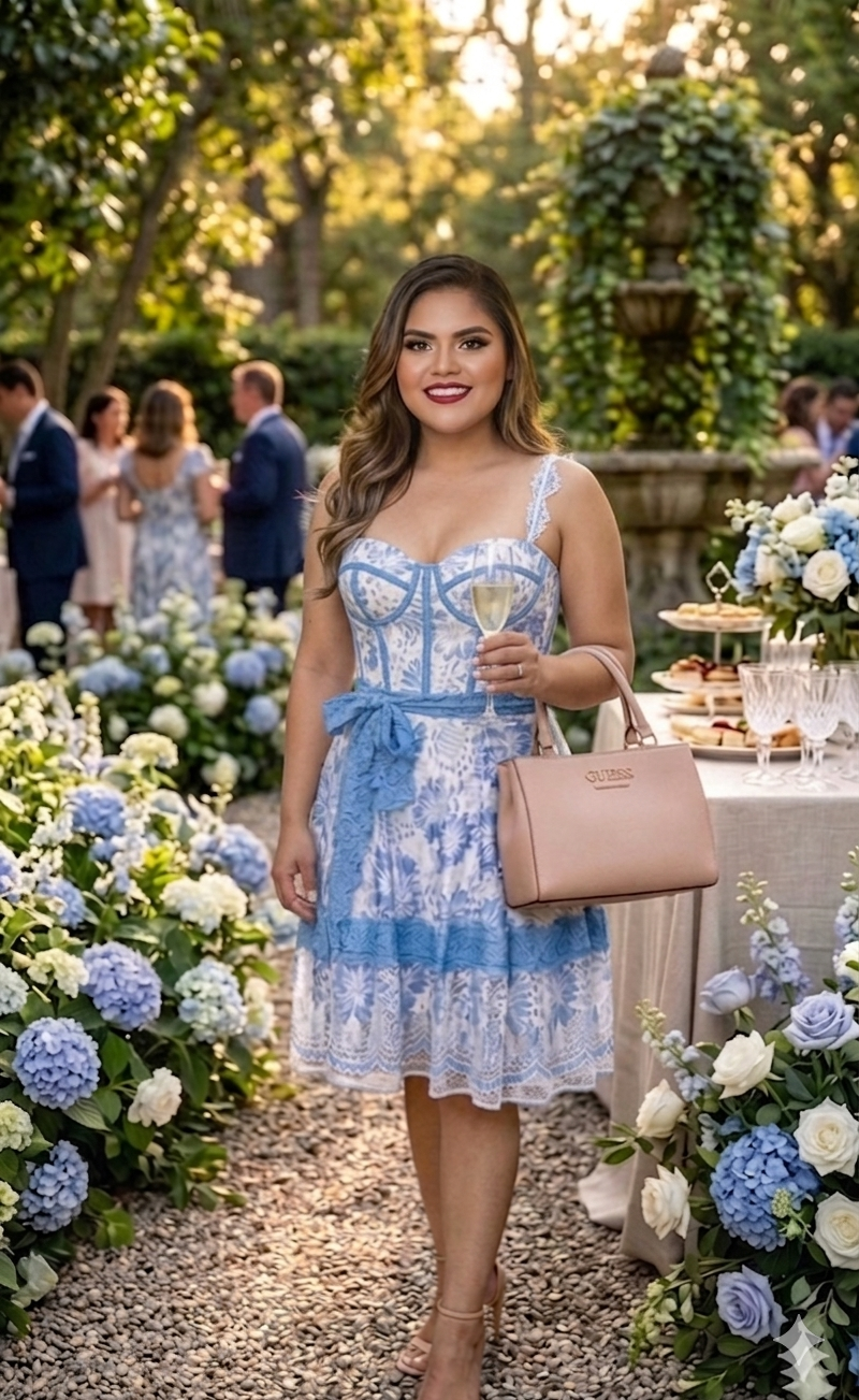 Vestido corto encaje azul